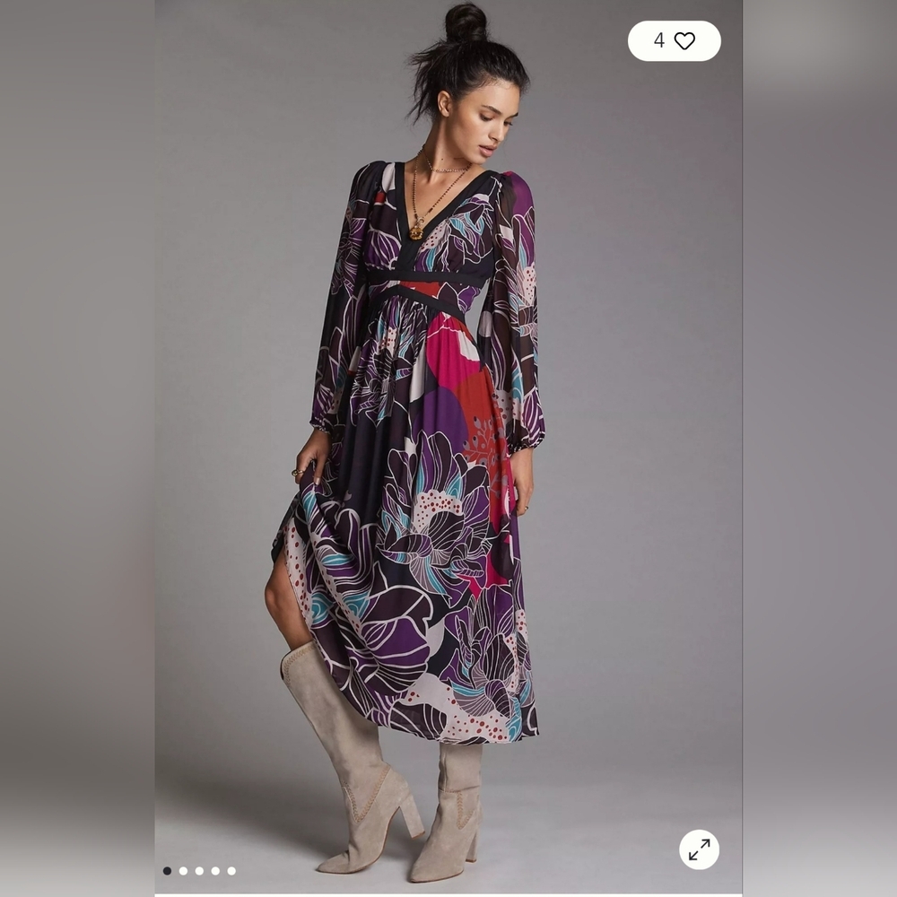 Anthropologie Let Me Be Floral Midi Dress
